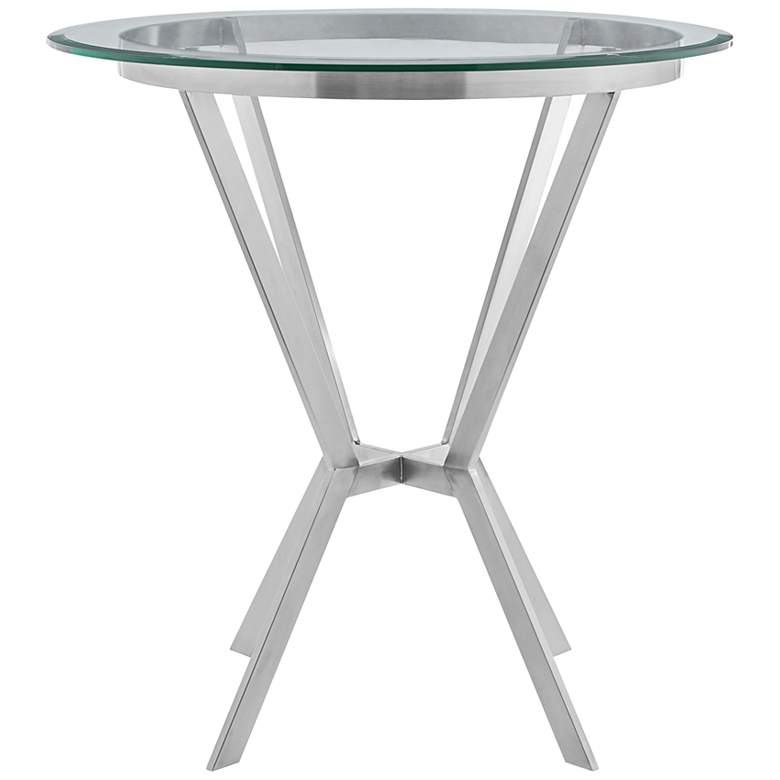 Image 2 Naomi Round Bar Table in Glass and Brushed Stainless Steel