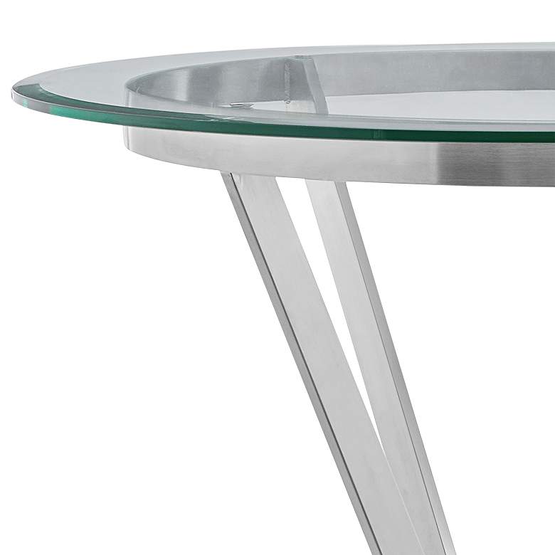 Image 3 Naomi Round Bar Table in Glass and Brushed Stainless Steel more views