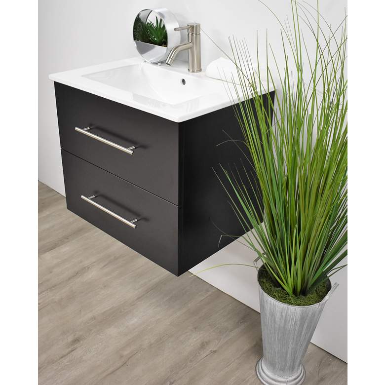 Image 5 Napa 30" Wide Black Wall-Mounted Floating Bathroom Vanity more views