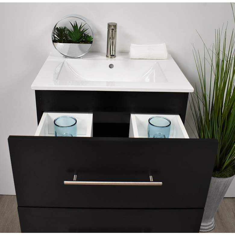 Image 6 Napa 30" Wide Black Wall-Mounted Floating Bathroom Vanity more views