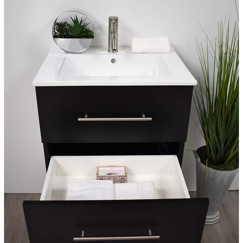 Image 7 Napa 30" Wide Black Wall-Mounted Floating Bathroom Vanity more views