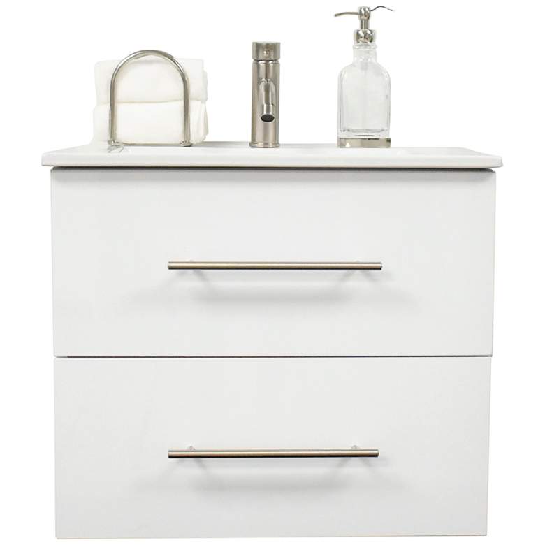 Image 2 Napa 30 inchW Glossy White Wall-Mounted Floating Bathroom Vanity