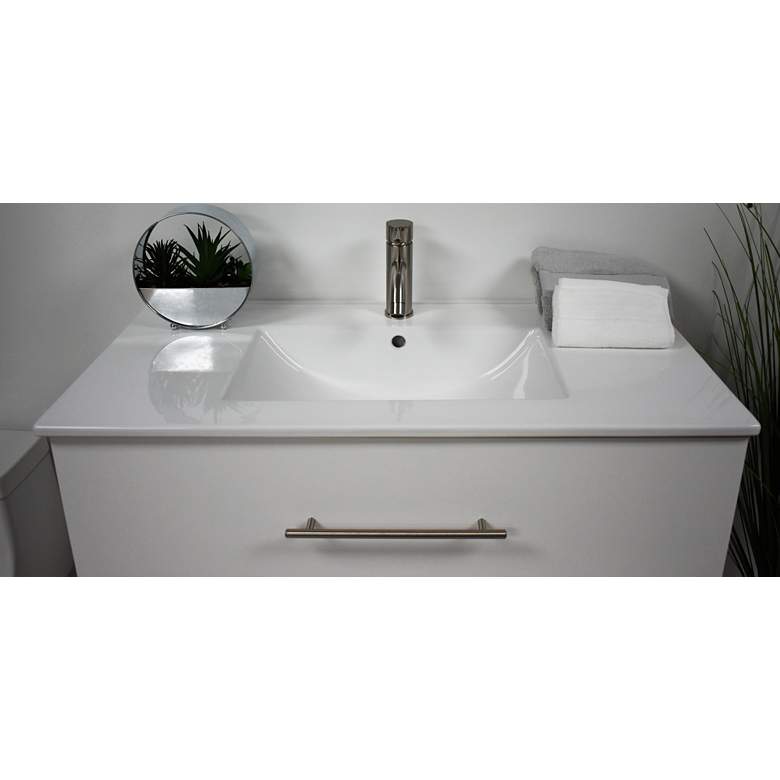 Image 3 Napa 30"W Glossy White Wall-Mounted Floating Bathroom Vanity more views