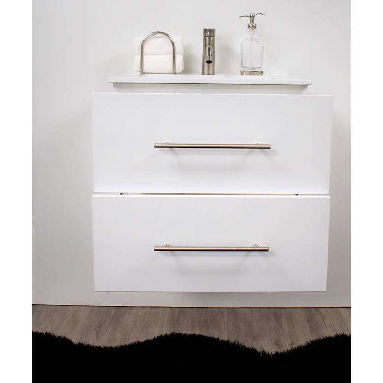 Image 5 Napa 30 inchW Glossy White Wall-Mounted Floating Bathroom Vanity more views
