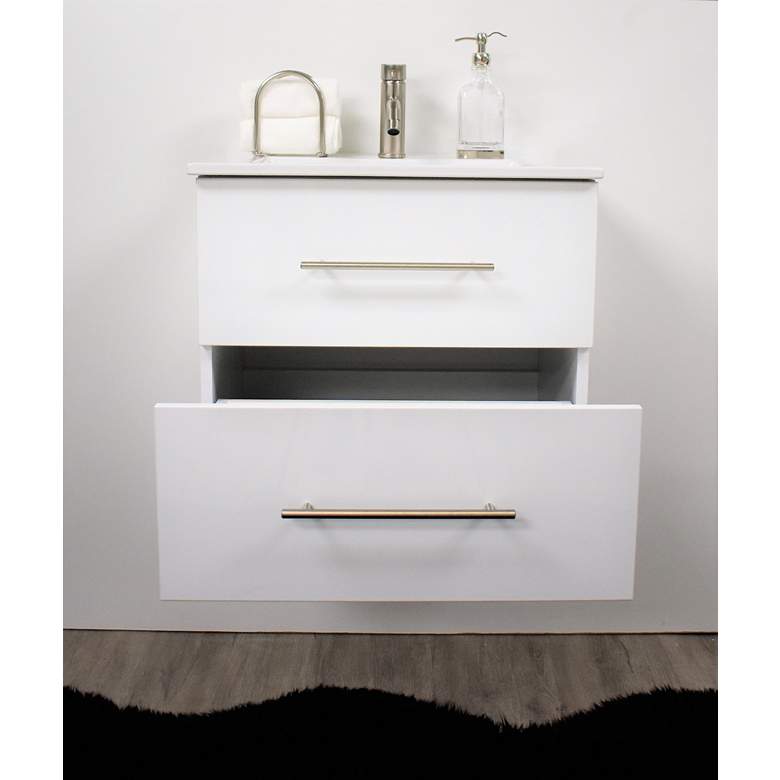 Image 6 Napa 30"W Glossy White Wall-Mounted Floating Bathroom Vanity more views