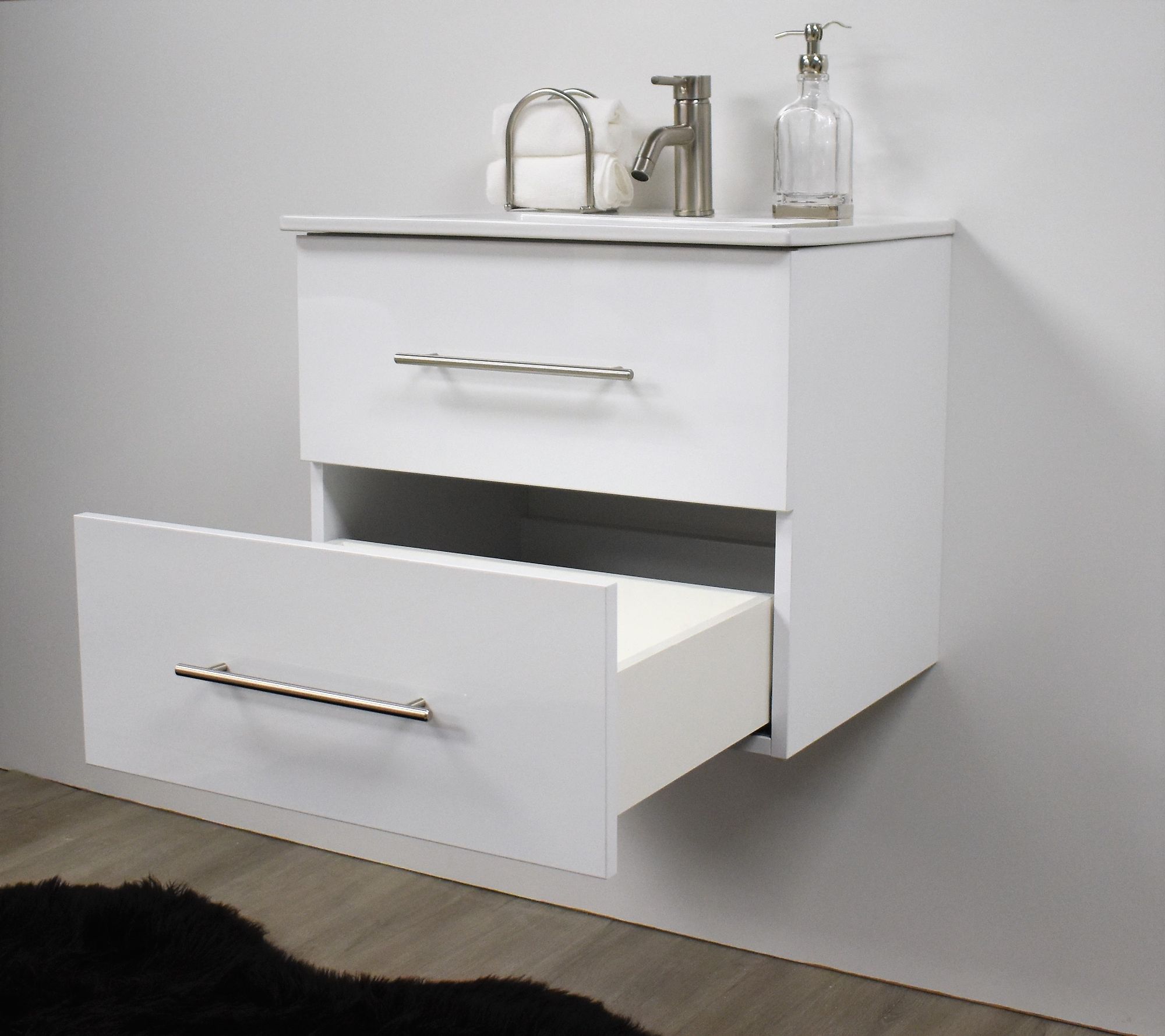 Napa 30"W Glossy White Wall-Mounted Floating Bathroom Vanity
