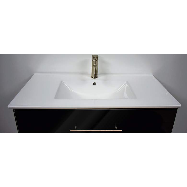 Image 4 Napa 36"W Glossy Black Wall-Mounted Floating Bathroom Vanity more views