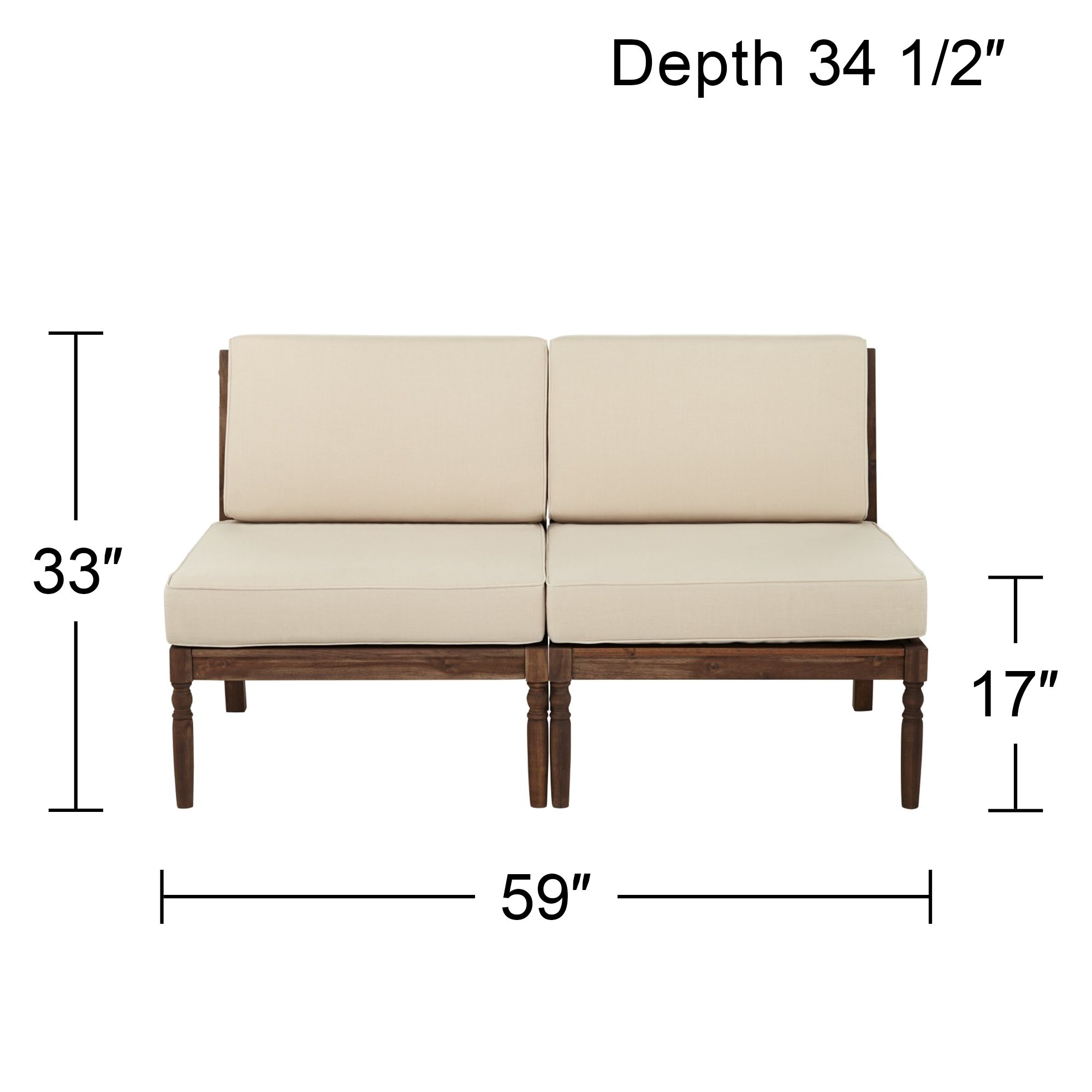 Napa Modular Natural Dark Oil Acacia Armless Loveseat