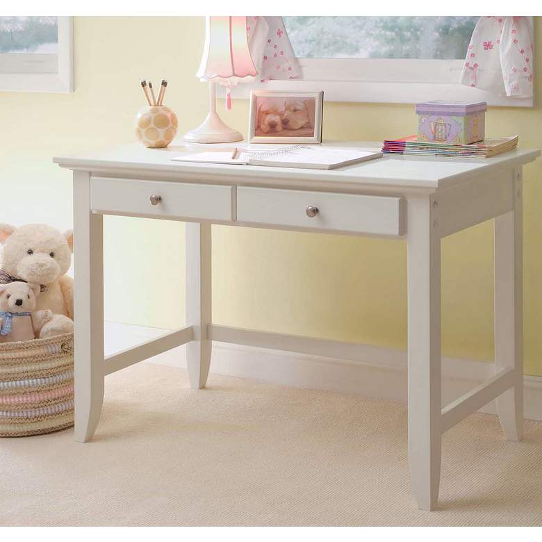 Image 1 Naples 2-Drawer White Wood Student Desk