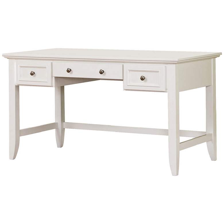 Image 1 Naples 3-Drawer White Wood Executive Desk