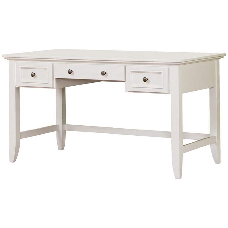 Image 1 Naples 3-Drawer White Wood Executive Desk