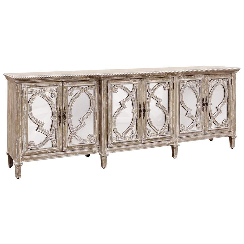 Image 1 Naples - 6 Door Mirrored Front Cabinet - Weathered Taupe