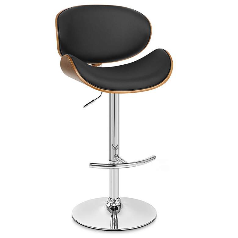Image 1 Naples Adjustable Swivel Barstool in Black Faux Leather and Chrome Finish