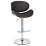 Naples Adjustable Swivel Barstool in Black Faux Leather and Chrome Finish