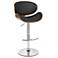 Naples Adjustable Swivel Barstool in Black Faux Leather and Chrome Finish