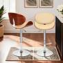 Thumbnail2 of Naples Adjustable Swivel Barstool in Cream Faux Leather and Chrome Finish more views