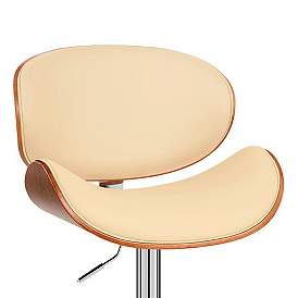 Image5 of Naples Adjustable Swivel Barstool in Cream Faux Leather and Chrome Finish more views