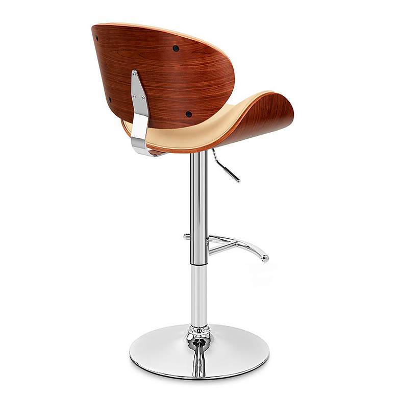 Image 6 Naples Adjustable Swivel Barstool in Cream Faux Leather and Chrome Finish more views