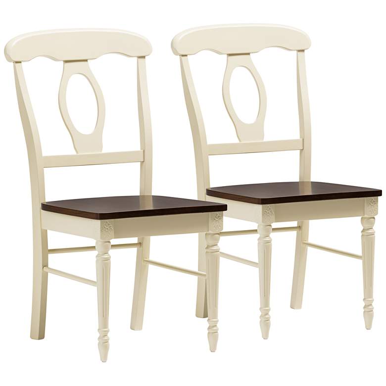 Image 2 Napoleon Cherry and Buttermilk Wood Dining Chairs - Set of 2