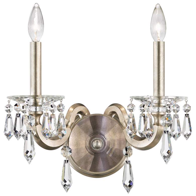 Image 1 Napoli 14.6"H x 14.4"W 2-Light Crystal Wall Sconce in Antique Sil