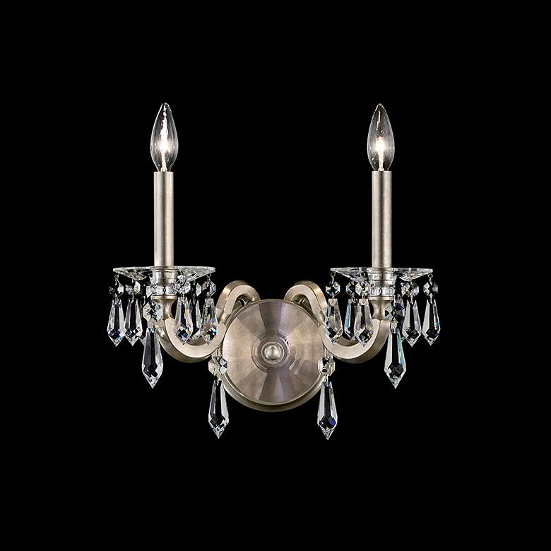 Image 2 Napoli 14.6"H x 14.4"W 2-Light Crystal Wall Sconce in Antique Sil more views