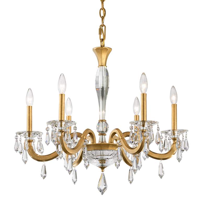 Image 1 Napoli 24.6"H x 28.1"W 6-Lt Crystal Chandelier in Hrlm Gold
