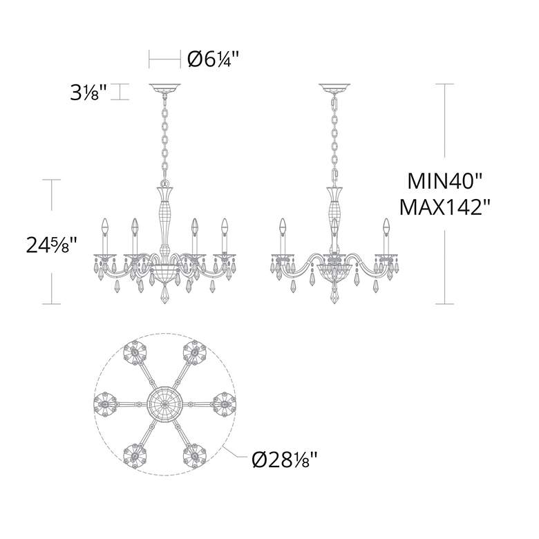 Image 5 Napoli 24.6"H x 28.1"W 6-Lt Crystal Chandelier in Hrlm Gold more views