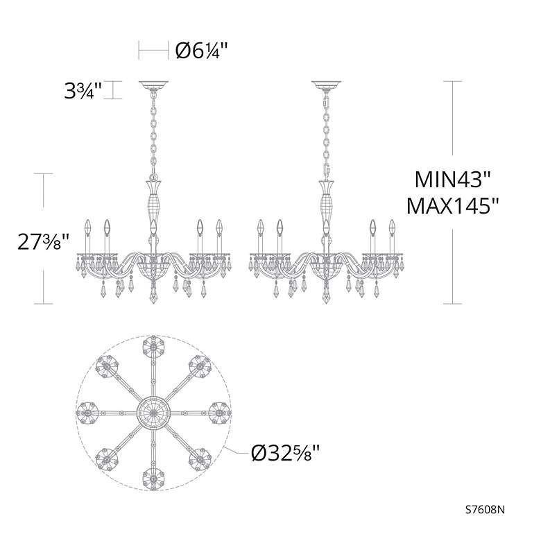 Image 5 Napoli 27.4"H x 32.6"W 8-Lt Crystal Chandelier in Hrlm Gold more views