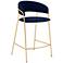 Nara 26" Blue Faux Leather with Black Metal Counter Stool