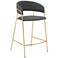 Nara 26" Gray Faux Leather with Black Metal Counter Stool