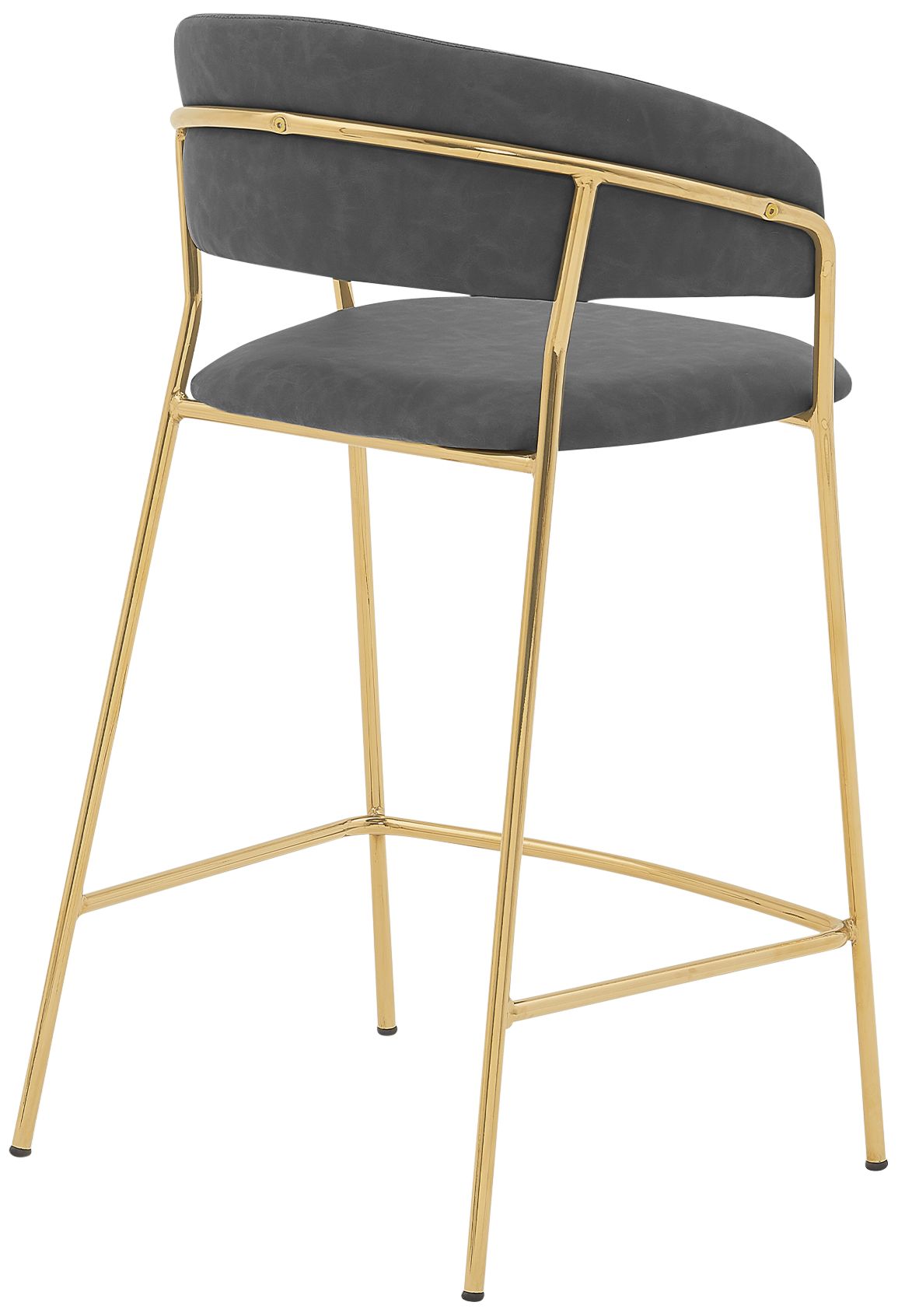 Nara 26" Gray Faux Leather with Gold Metal Counter Stool 305E1
