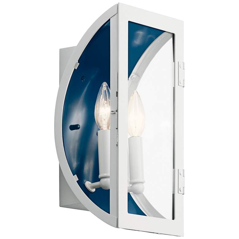 Image 1 Narelle 13 1/2 inchH White and Blue 2-Light Outdoor Wall Light