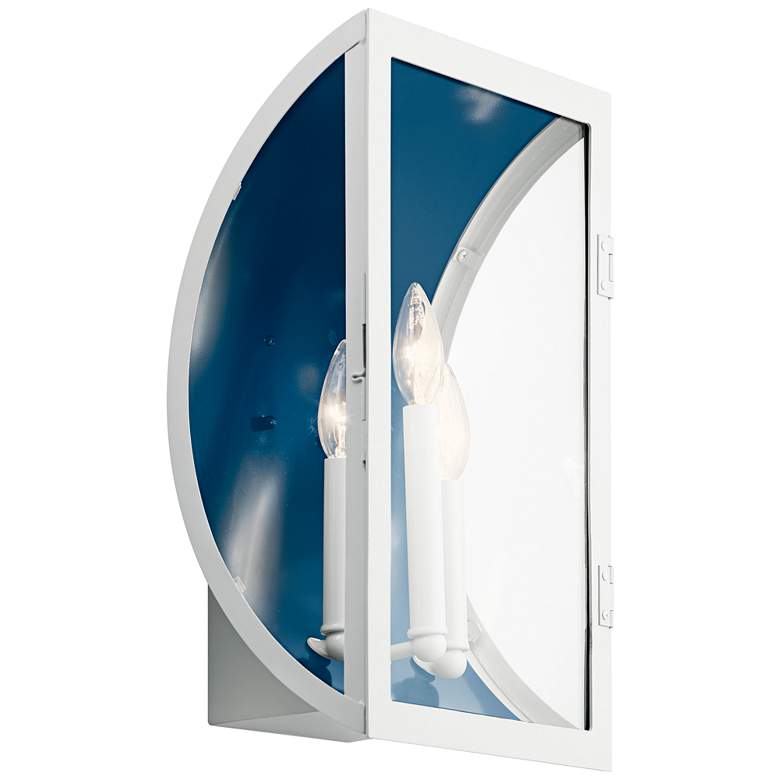 Narelle 17&quot; High White and Blue 3-Light Outdoor Wall Light