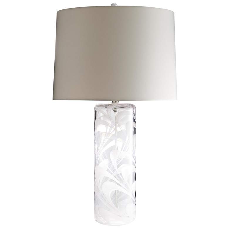 Image 1 Narissa Orchid Swirl Clear Glass Cylinder Table Lamp