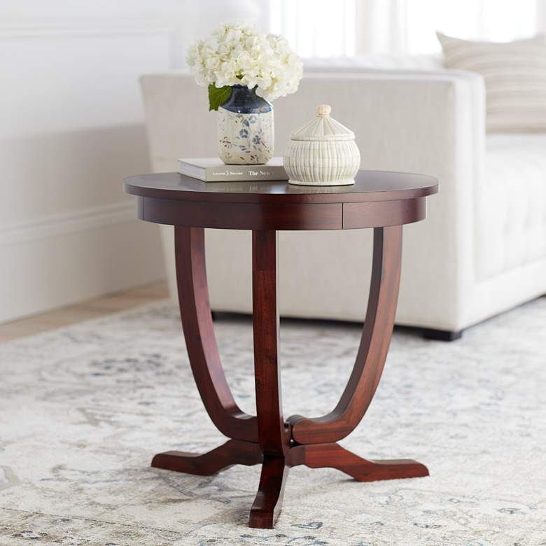 Image 1 Nash 24 inch Wide Mahogany Round Accent Table
