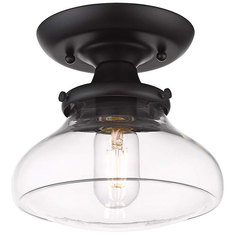 Image 1 Nash 8" Wide Matte Black 1-Light Semi-Flush With Clear Glass