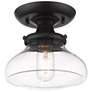 1_Nash 8" Wide Matte Black 1-Light Semi-Flush With Clear Glass