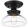 Nash 8" Wide Matte Black 1-Light Semi-Flush With Clear Glass