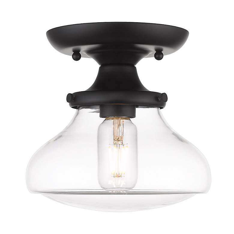 Image 2 Nash 8" Wide Matte Black 1-Light Semi-Flush With Clear Glass more views