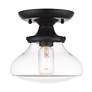 2_Nash 8" Wide Matte Black 1-Light Semi-Flush With Clear Glass more views