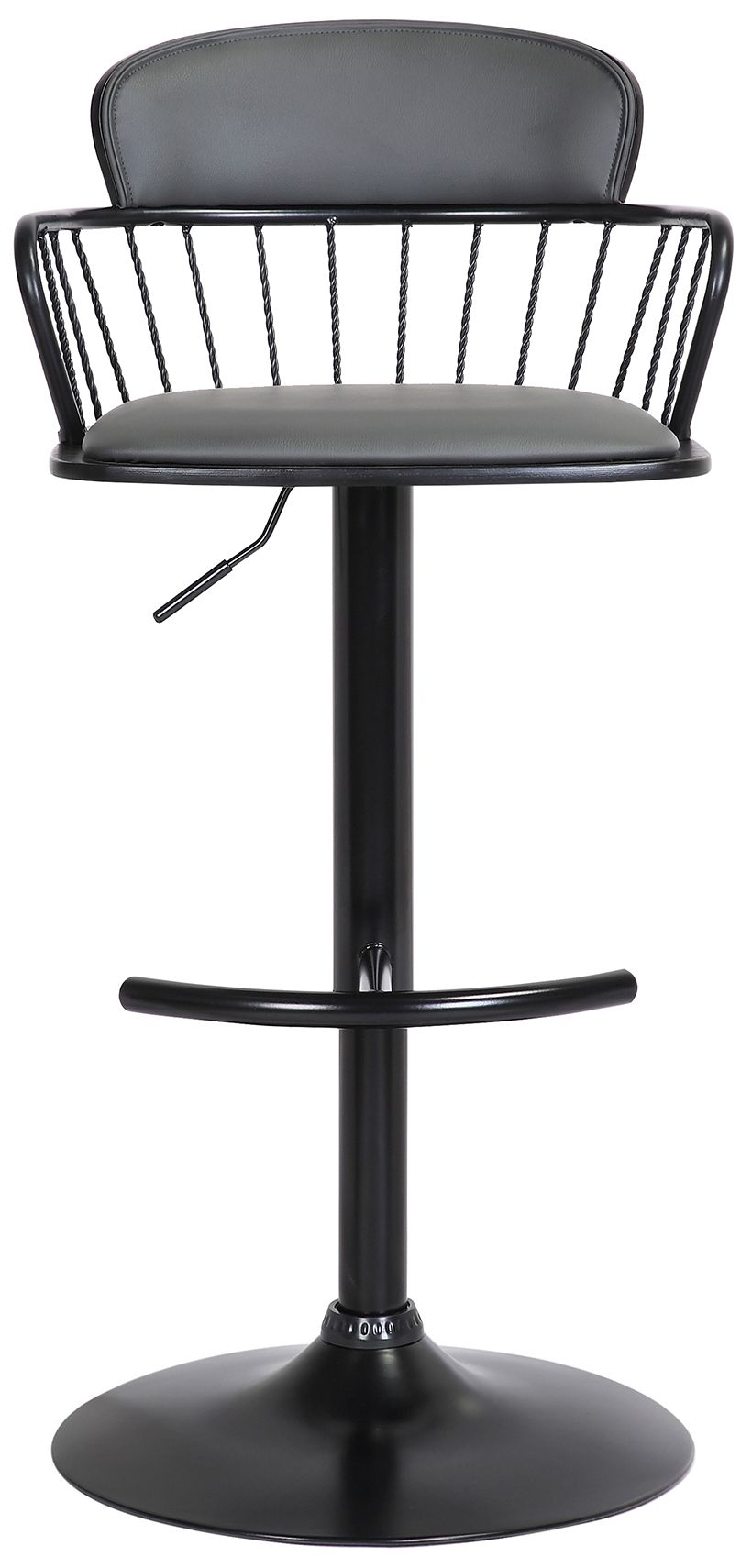 Image 3 Nash Adjustable Bar Stool in Black Wood and Grey Faux Leather more views