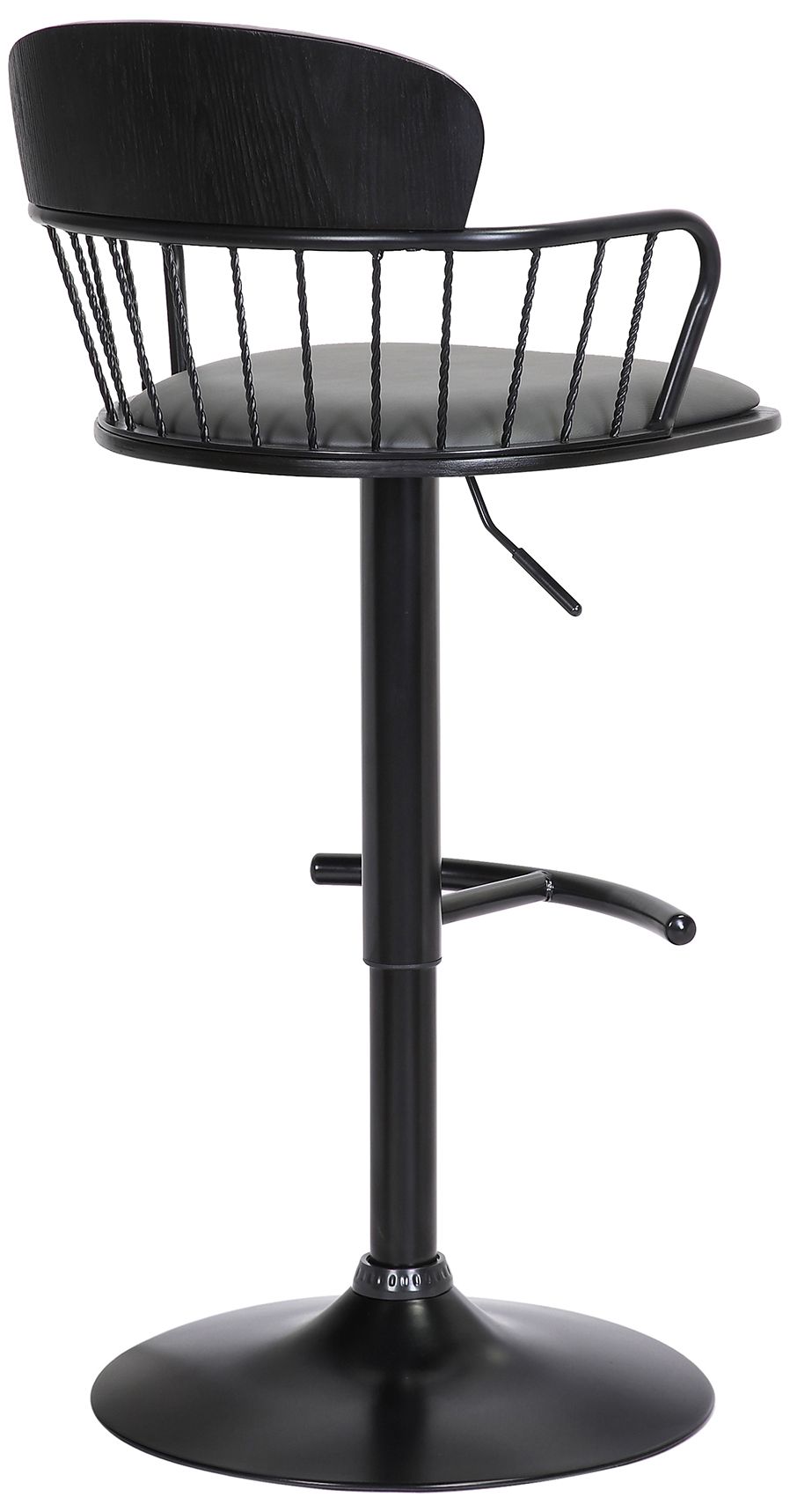 Image 5 Nash Adjustable Bar Stool in Black Wood and Grey Faux Leather more views