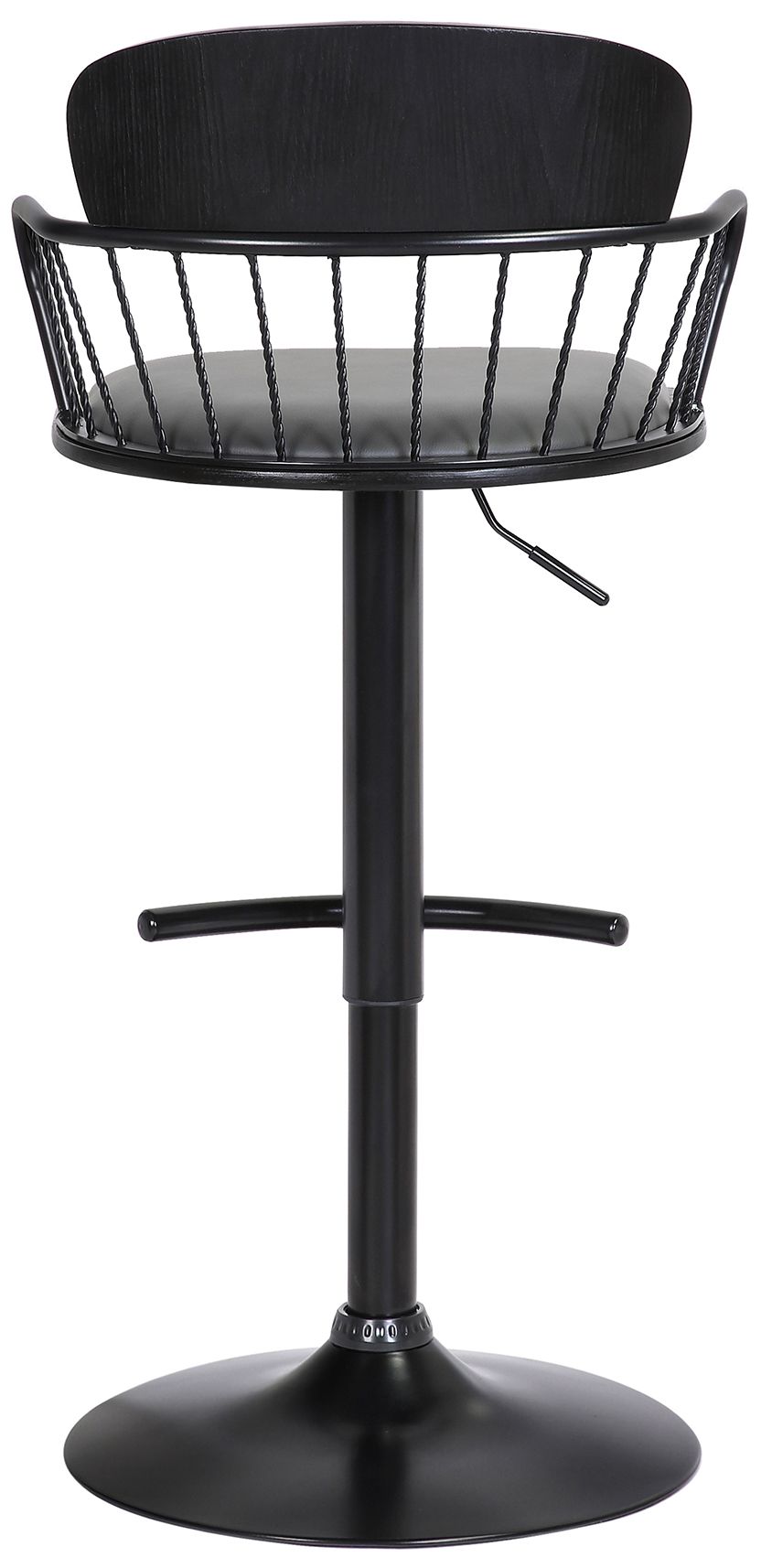 Image 6 Nash Adjustable Bar Stool in Black Wood and Grey Faux Leather more views