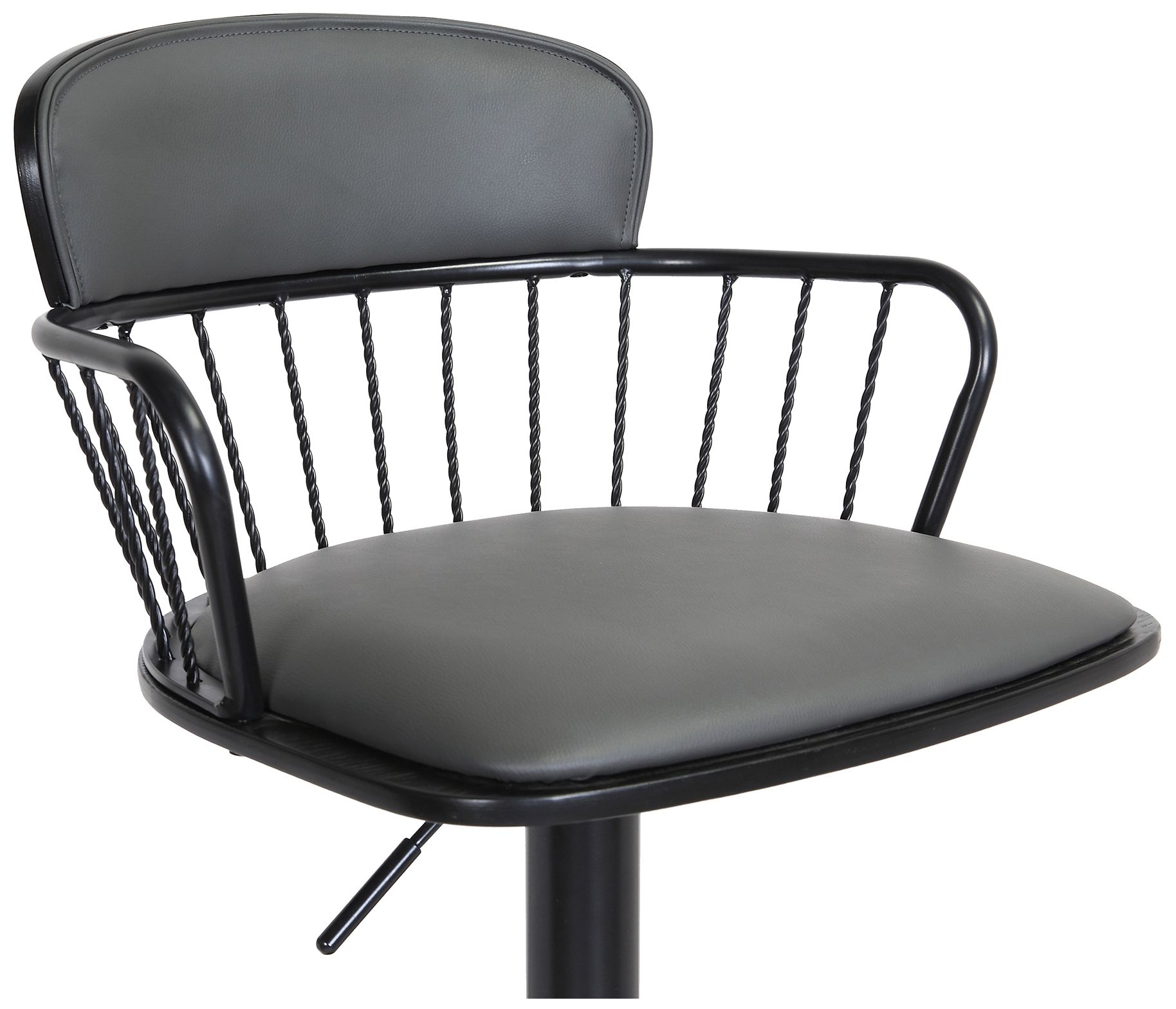 Image 7 Nash Adjustable Bar Stool in Black Wood and Grey Faux Leather more views