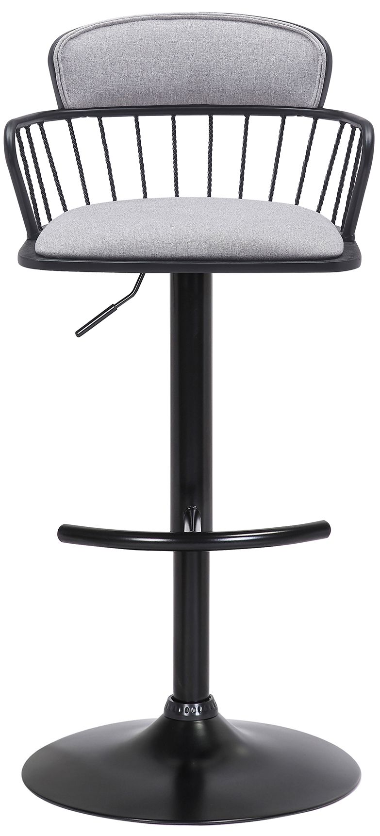 Image 3 Nash Adjustable Barstool in Black Wood, Metal and Light Grey Fabric more views