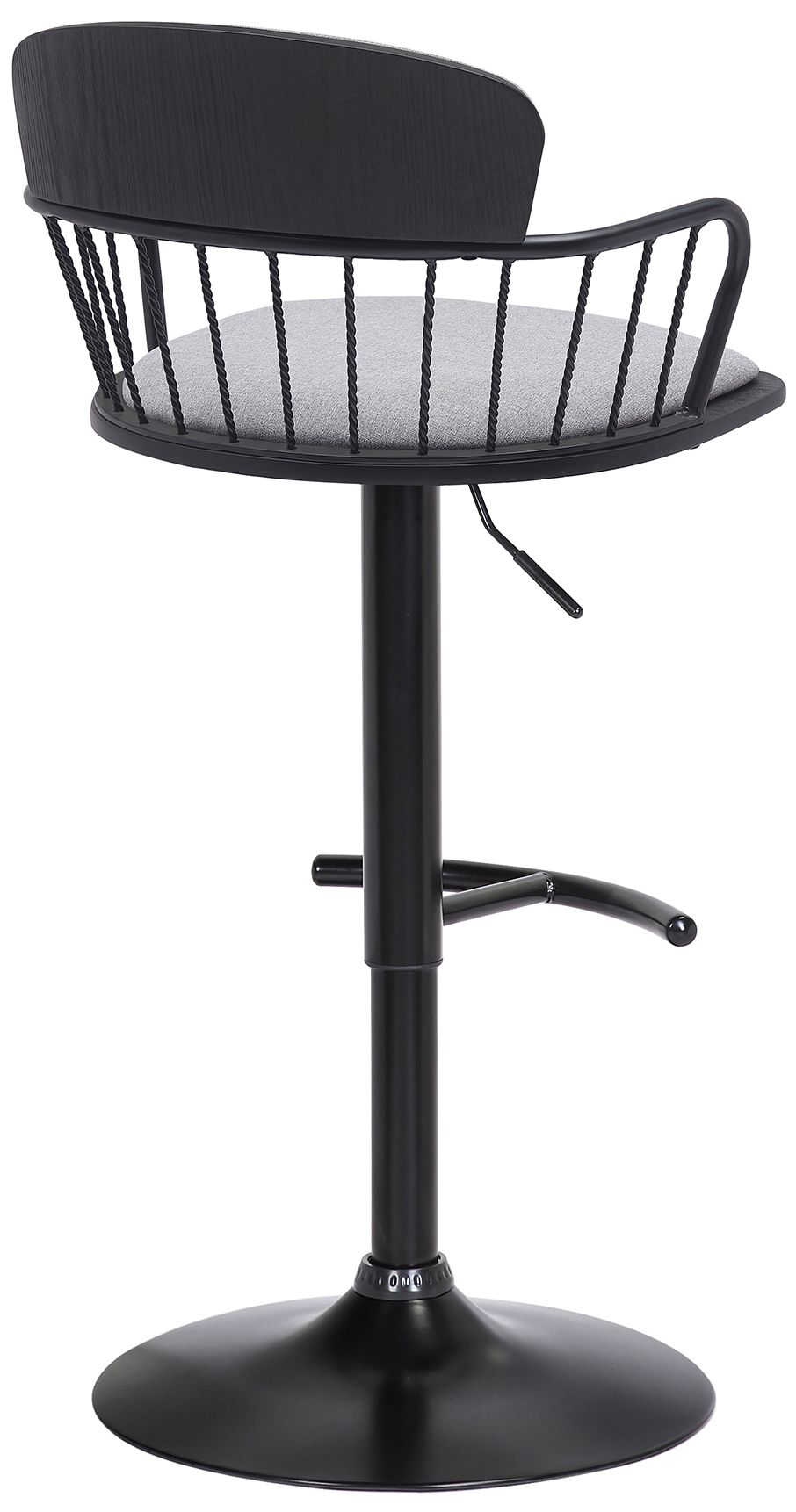 Image 4 Nash Adjustable Barstool in Black Wood, Metal and Light Grey Fabric more views