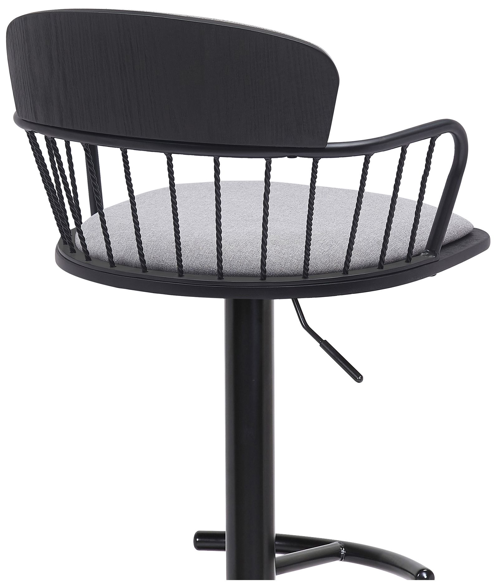 Image 6 Nash Adjustable Barstool in Black Wood, Metal and Light Grey Fabric more views