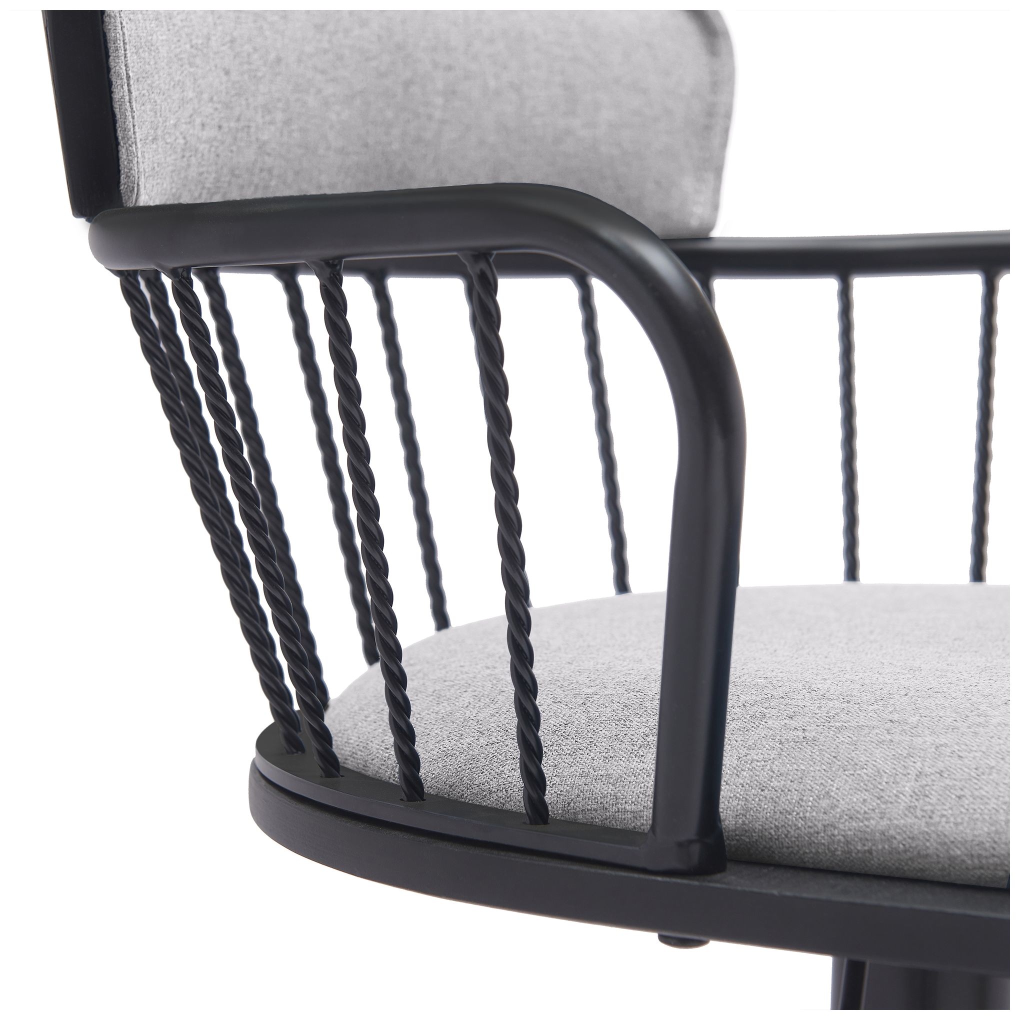 Image 7 Nash Adjustable Barstool in Black Wood, Metal and Light Grey Fabric more views