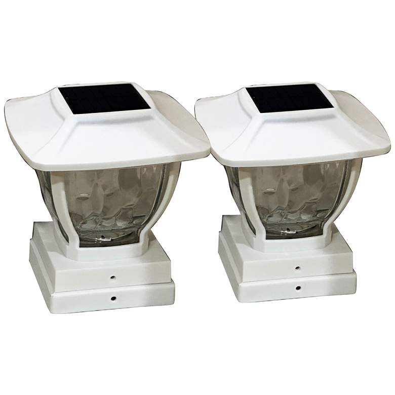 Image 1 Nashe 7 inch High White Solar LED Post Caps/Deck Lights Set of 2