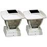 Nashe 7" High White Solar LED Post Caps/Deck Lights Set of 2